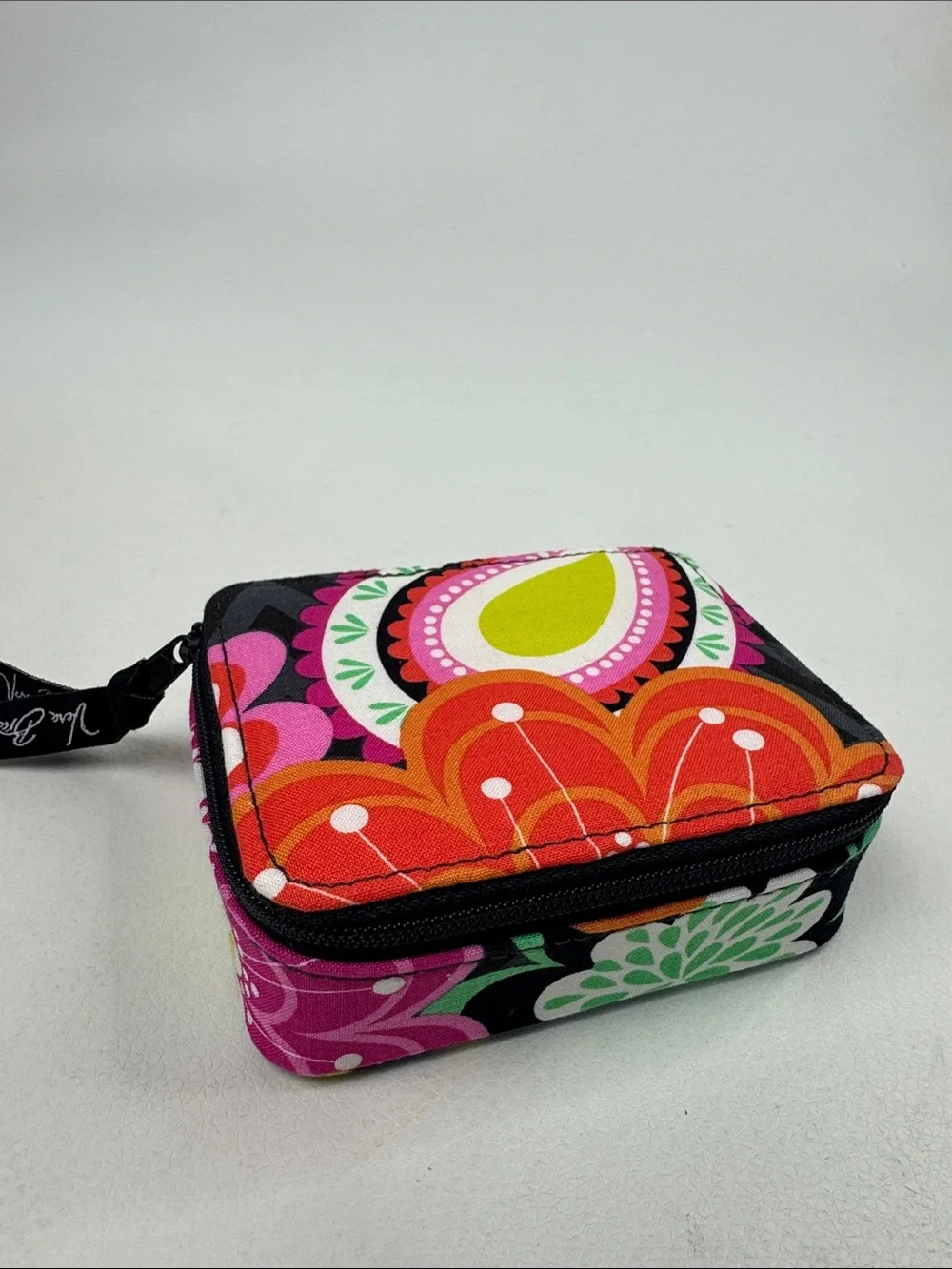 Vera Bradley Bright Paisley Zip Pill Case Pink, Orange, Lime & Black New NWOT
